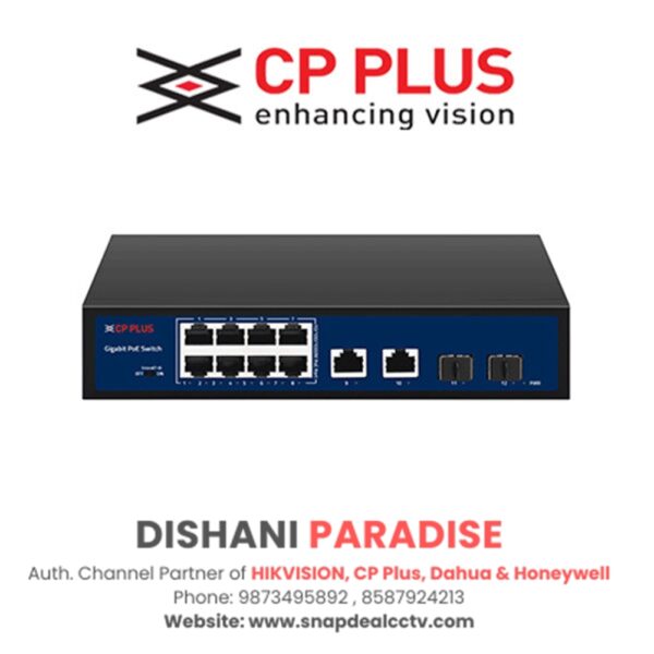 CP Plus 8 Port Giga PoE Switch with SFP Port (CP-DNW-GPU8G2F2-96)