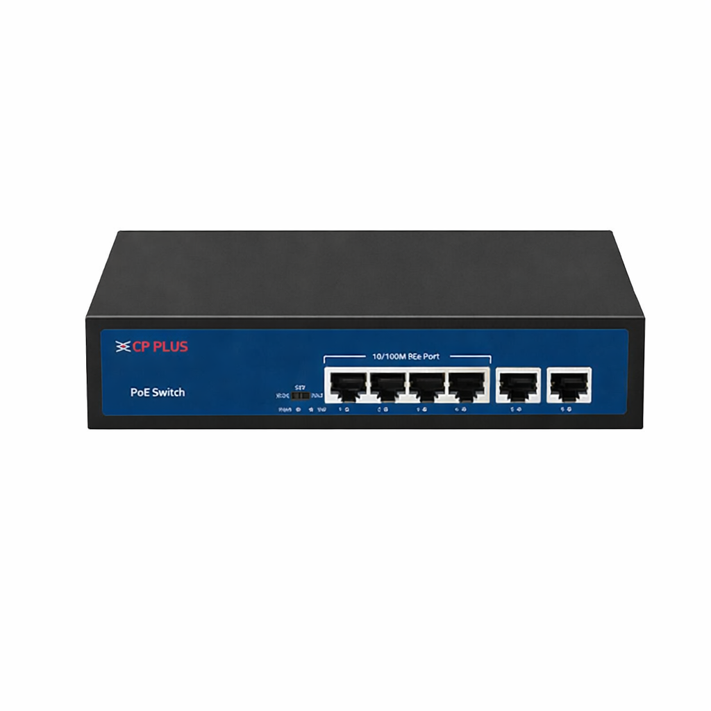 CP Plus PoE Switch 4 Port with 2 Uplink Ports CP Plus PoE Switch for CCTV Camera Network CP Plus 4 Port PoE Switch CP-ANW-HP4H2-N65